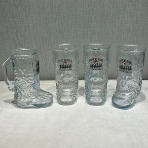 Ft Worth Stockyards Cowboy Boot Glasses Glassware Texas Set 4 Drinking 16 oz Wes